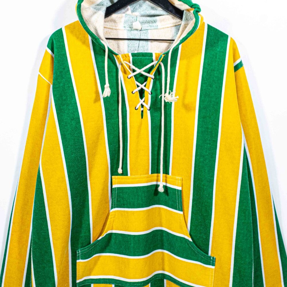Striped Hip Hop Pullover Hoodie Sweatshirt Medium VTG 90s Streetwear Skate - Picture 3 of 9